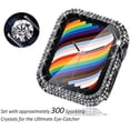 thumbnail image 3 of Compatible with Apple Watch Case 40mm with Screen Protector for Apple Watch Series 6/5/4/3/2/1, Bling Case 300 Crystal Diamond Tempered Glass Protective Cover for 38mm 40mm 42mm 44mm, Black, 3 of 5
