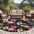 thumbnail image 5 of Summer Shells Round Living Room Rugs 6 ft, Starfish Tropical Flowers Black Background Washable Area Rug with Non-Slip Sturdy Edge Binding Round Carpet for Kitchen Office Bedroom, 5 of 9