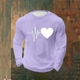 thumbnail image 6 of UVEASISHA Valentines Day Waffle Knit Shirts for Men Long Sleeve Heart Graphic Tees Big and Tall Casual Regular Fit T-Shirts Holiday Gifts Purple 4XL, 6 of 9