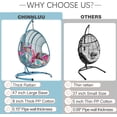 thumbnail image 4 of CHINNLUU Oversized Hanging Egg Chair with Stand, Outdoor Indoor Wicker Swing Chair with UV-Resistant Cushions and Rain Cover, 400lbs Capacity Patio Hammock Chair for Backyard, Balcony, Blue, 4 of 9