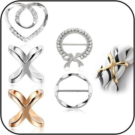 ZAZAIKS Scarf Rings for Women Silk Scarf Rings Metal Tshirt Tie Circle Clip Buckles Scarf Rings Slides for Scarves Shawl Silk Neckerchief Tshirt Coat Belt Buckle Jewelry Gifts