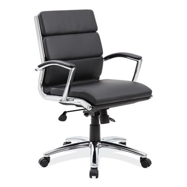 Office Source 1505CHMBLK Black Executive Mid Back Chair with Chrome