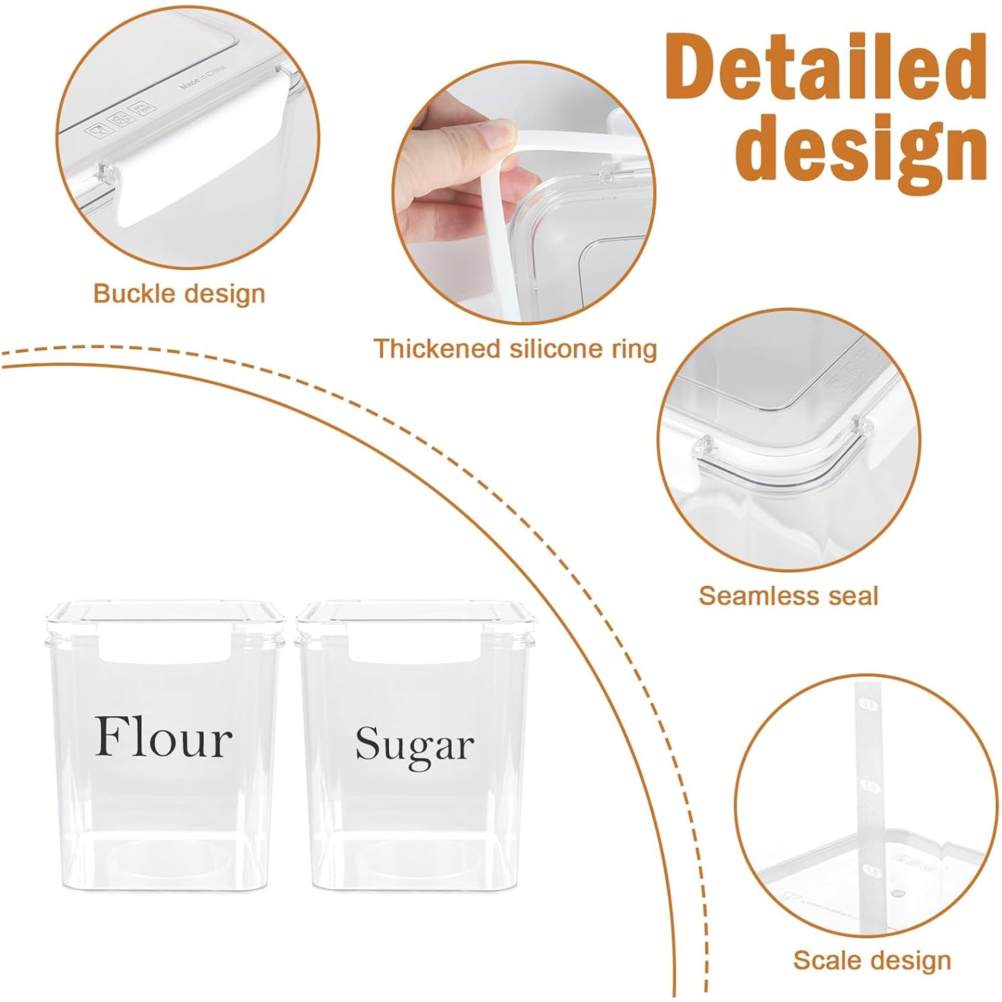 Pethiy Food Storage Jars, Airtight Containers (2-Pack, 4L) - White Kitchen Canisters with Lids + Free Spoon, Perfect for Flour, Sugar, Coffee & Pantry Organization