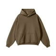 thumbnail image 4 of IYTR Men's Hooded Neck Hoodie Long Sleeve Pullover Sweatshirt Leisure Fall Winter Sweatshirts Solid Color Brown M, 4 of 7