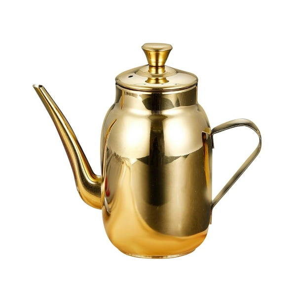 Dispensador de aceite, vinagrera de acero inoxidable, botella de aceite de oliva, tapa a prueba de fugas, portátil Oro 300ml