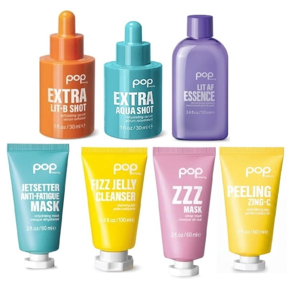 Lot of 7 POP Beauty, Mask, Vitamin C, Cleanser, Primer, Peeling, Serum, B-Shot, Skin Care Set