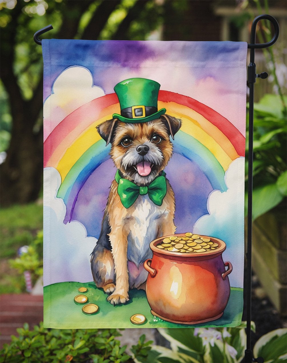 Border Terrier St Patrick's Day Garden Flag 11.25 in x 15.5 in
