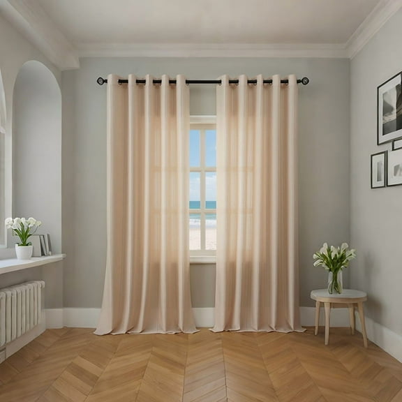 Nvzi Curtains Long - Beige Curtains, 1 slice Curtains140*200CM Semi Sheer Drapes, Poly-Cotton Light Filtering Curtains for Living Room Bedroom, Elegant Window Decor