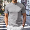 thumbnail image 2 of Men's T Shirt Short Sleeved Roll Neck Shirt Summer Basic Shirt Roll Neck Undershirt Athletic Gym Running Lightweight Performance Tee Top XXXXL Light Gray Men's Short Sleeved T Shirt, 2 of 5