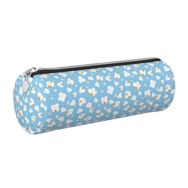 Disketp Blue Popcorn Estuche Organizador de Lápices de Cuero, Estuche de Oficina con Cremallera para Bolígrafo y Lápiz