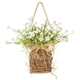 thumbnail image 2 of Wildflowers Door Hanging Basket, Spring Wreath for Front Door, Artificial Hanging Basket Farmhouse Floral Door Decor, Rustic Wildflower Garland for Home Porch Entryway Wall Decoration, White, 2 of 9