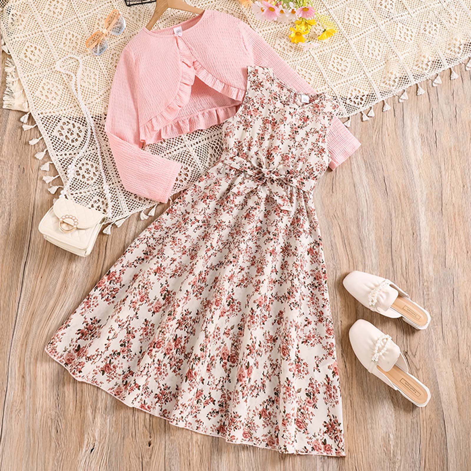 dmqupv Big Girl Outfit Sets Girls Skirt Sets 2 Piece Outfits Long Sleeve Puff Crew Neck Tops and Plaid Skirts Fall Winter Clothes Red,Size for 9-10 Years