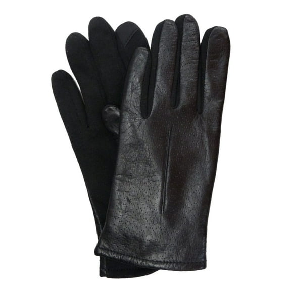 Touchpoint Womens Dimpled Black Leather Tech & Text Smart Gloves S/M