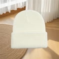 thumbnail image 7 of Women's Waffle Knit Beanie, Solid Color Rolled Brim Slouchy Hat, Thickened Winter Warm Cuffed Hat for Outdoor, Casual Daily Wear and Gift White, 7 of 7