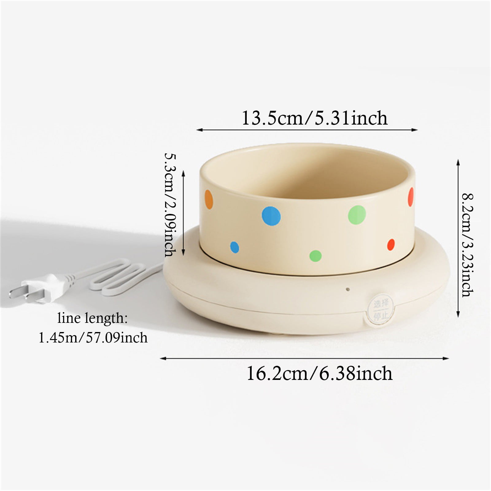 Pet Heated Water Ceramics Bowl, Constant Temperature Pet Drinking Dispenser, 3 Temperature Settings BPA-Free Removable Ceramic Bowl, Anti-Chew Cord Winter Pet Feeding Bowl (Small,Beige)