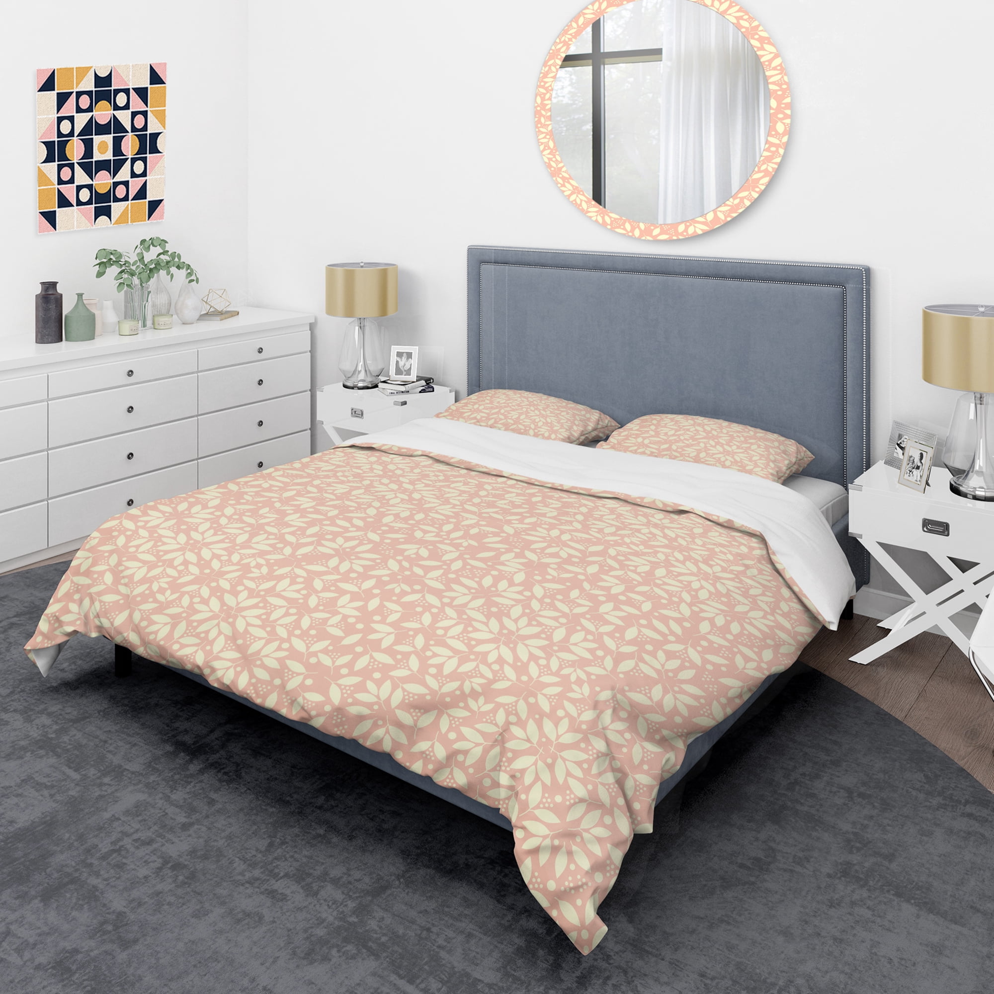 Designart 'Retro Floral Pattern V' Mid-Century Modern Duvet Cover Set