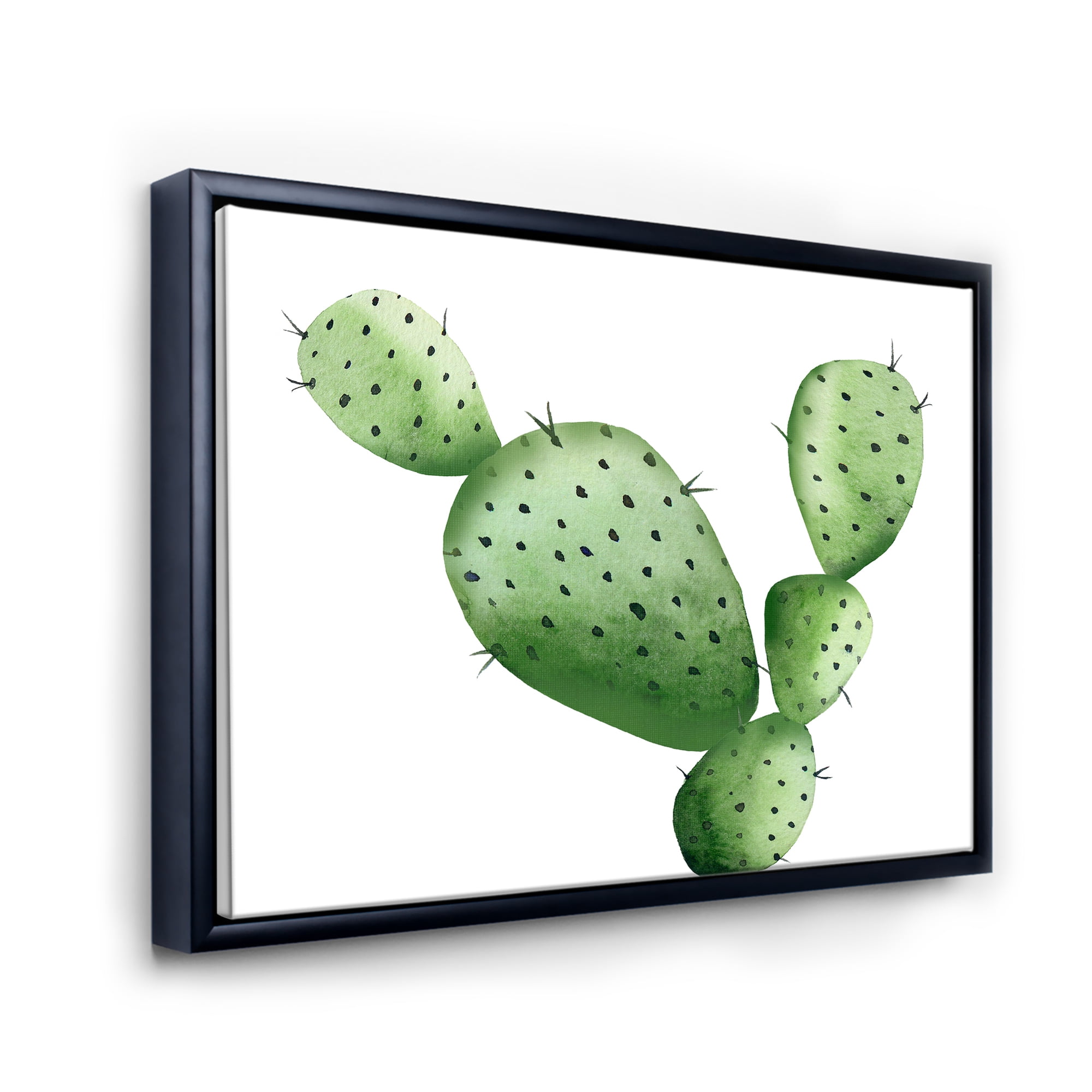 Designart 'Close Up Green Southwestern Cactus' Tropical Framed Canvas Wall Art Print
