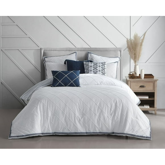 Beco Home Pintuck White 3 Piece Cotton Comforter Set
