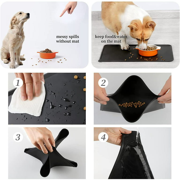 Ptlom 2 Pcs Silicone Pet Placemat for Dogs and Cats, Non-Slip