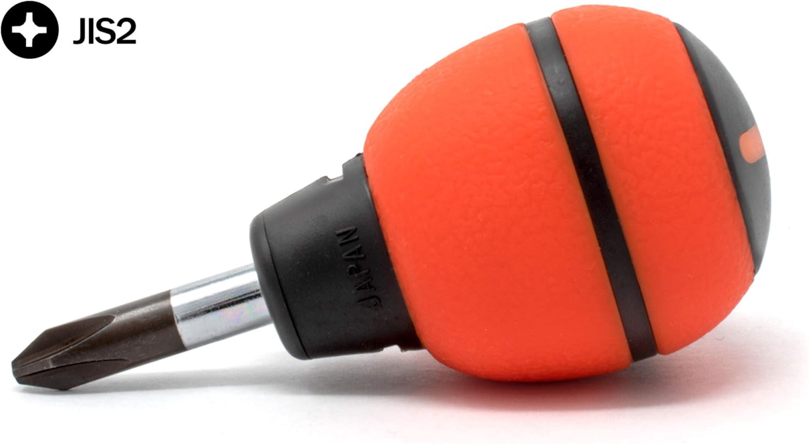 JIS (Japanese Industrial Standard) Screwdriver 2-Piece Set JIS No. #2 Regular #2 Stubby Cross Point Soft Grip Rubber Handle Made in Japan Regular Screwdriver Is Full Tang Solid Shaft 0159-100/102