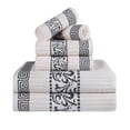 thumbnail image 2 of Superior Athens 6-Piece Cotton Greek Scroll Towel Set, Ivory-Gray, 2 of 9
