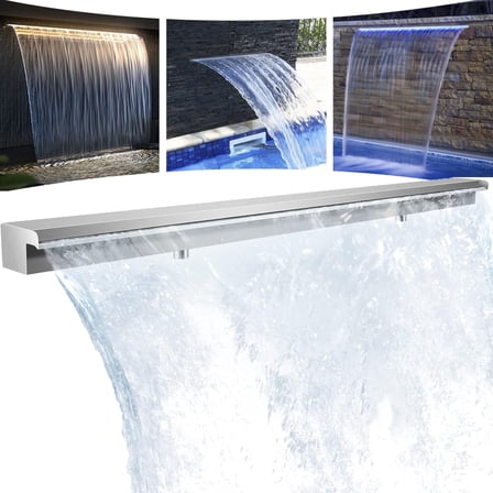 Elleree 47.2" Water Fountain Outdoor Gardens Pond Pool Spillway Waterfall Fountain Stainless Steel