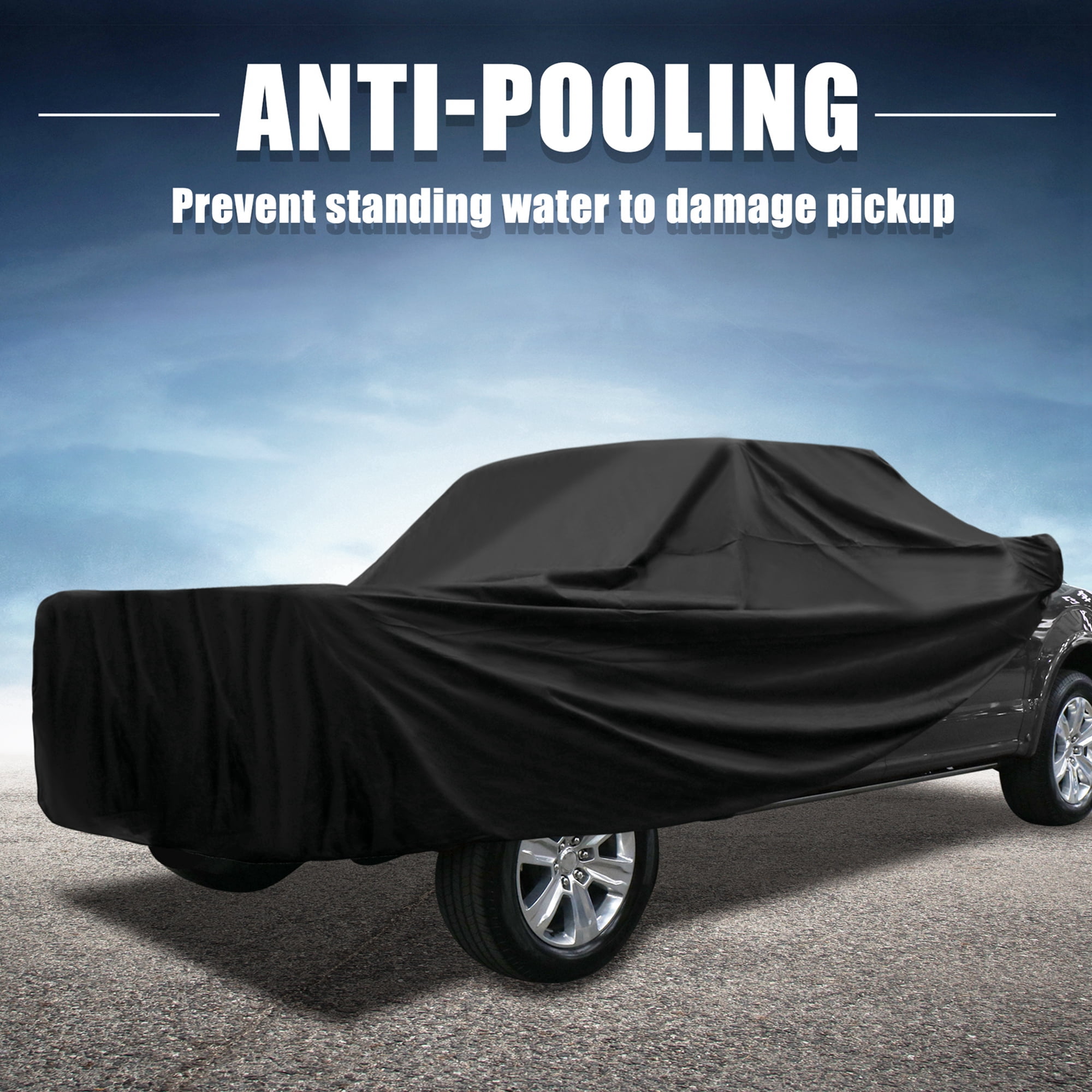 Unique Bargains Car Cover All Weather Protection with Zipper Black 195.7"x75.2"x66.9"