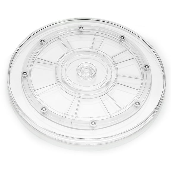 1 Pack 9 Inch Plastic Lazy Susan Turntable, 360° Clear Turntable Organizer, Transparent Ball Bearing Rotating Swivel Spinning Tray Plate for Refrigerator Table Spice Cake