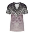 thumbnail image 5 of Scyoekwg Shirt for Woman Trendy Clearance Summer Tops Short Sleeve Tunic Tops Loose Fit Fashion Print Button Crewneck Casual Cute Tops (#A=Purple,M), 5 of 6
