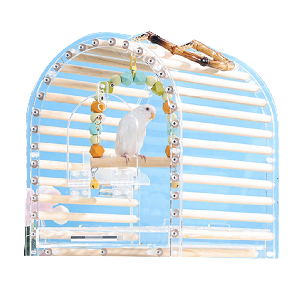 Yammee Small Parrots Travel Cage Lightweight Outdoor Nest with Bottom Tray for Bird Cockatiels Ventilable Carry Box Bird Supply