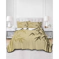 thumbnail image 3 of Vintage Bamboos Twin Size Down Alternative Comforter, Lightweight Comforter Quilt Bedding Set with Pillow Shams Ink Painting Retro Art Rustic All Seasons Bed Comforter Duvet Insert 68"x86", 3 of 7