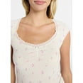 thumbnail image 3 of No Boundaries Sleep Pointelle Baby Tee and Pants Set, 2-Piece, Women’s XXS-3X, 3 of 4