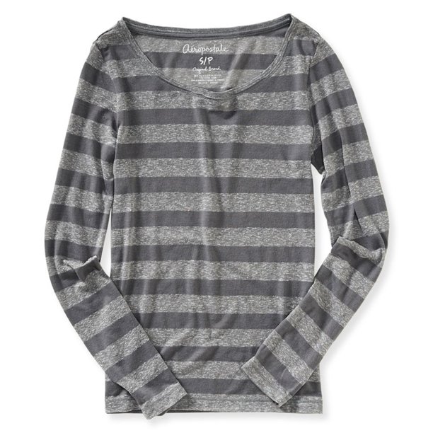 Camiseta Gráfica Aeropostale con Rayas de Neon Gris Grande