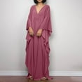 thumbnail image 6 of Luxalzxs Womens Beach Cover Up Solid Color V Neck Batwing Sleeve Swimsuit Cover Up Caftans Long Dress Plus Size Beach Kaftan Dresses, 6 of 6
