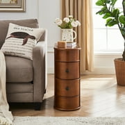 Tribesigns 2-Drawer Solid End Table, 23.6H Wood Side Tables No Assembly Required, Living Room, Home, Brown