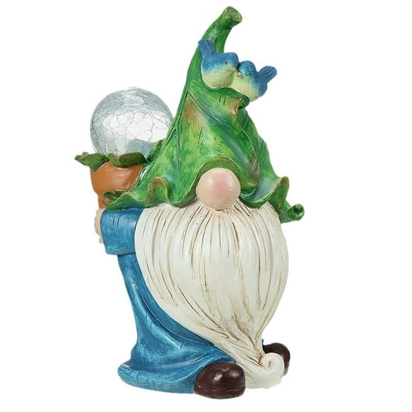 Solar Dwarf Garden Ornaments with One-Handed Ball-Outdoor Solar Lights Resin Lawn & Courtyard Decoration, Pastoral Style Garden Figurines for Yard, Patio or Pathway