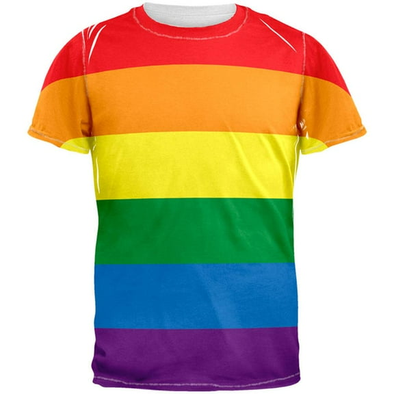 Old Glory Short Sleeve Crew Neck Rainbow Flag Sublimated T-Shirt (Men's)