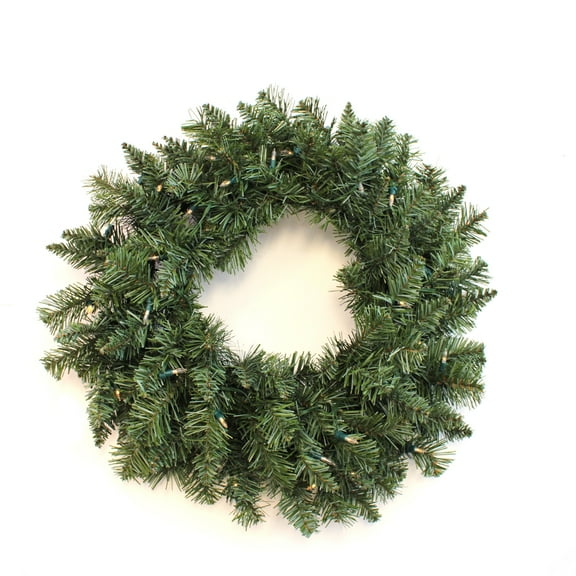 Perfect Holiday 24 inch Canadian Pine Artificial Christmas Wreath for indoor or outdoor Holiday, Battery Operated, Evergreen