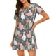 thumbnail image 1 of Fotbe Llamas Bata de Dormir para Mujer con Estampado, Camisón de Algodón de Manga Corta, Ropa de Dormir Casual, 1 of 6