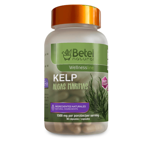 Algas Marinas/Kelp 90 Capsules by Betel Natural - 1000 mg per Serving - Natural Iodine and Sea Nutrients