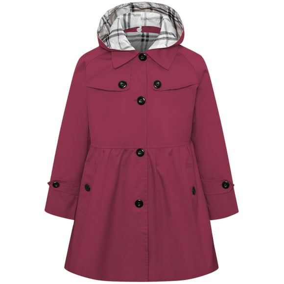 Gabardina Betusline para niña de un solo pecho, color rojo vino, 11-12 años
