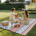 thumbnail image 4 of Blue Red Boho Outdoor Rug 3x5 Ft - Reversible Patio Rug Outdoor Camping Rugs, Vintage Geometric Stripes Abstract Art Washable Indoor Outdoor Area Rugs, Non-Slip Outdoor Carpet Runner for Deck/Porch, 4 of 8