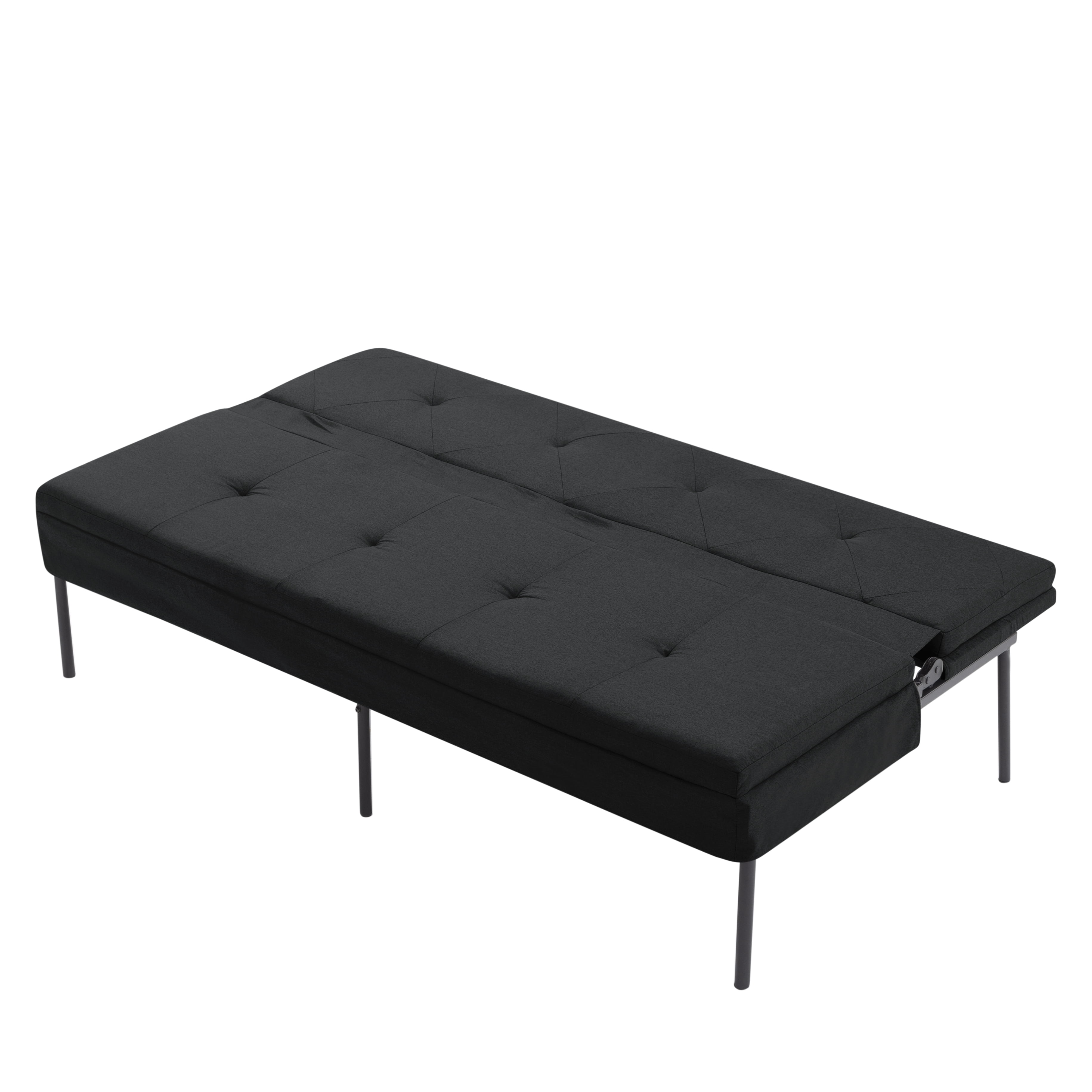 Gewnee 63.39”Futon Sofa Bed,Convertible Sleeper Couch - Iron Frame & 5 Adjustable Positions,Perfect for Living Room,Office,Apartment,Black