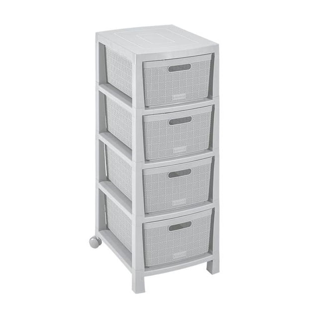 Rimax 13603 Chariot Roulant à Quatre Tiroirs, Gris