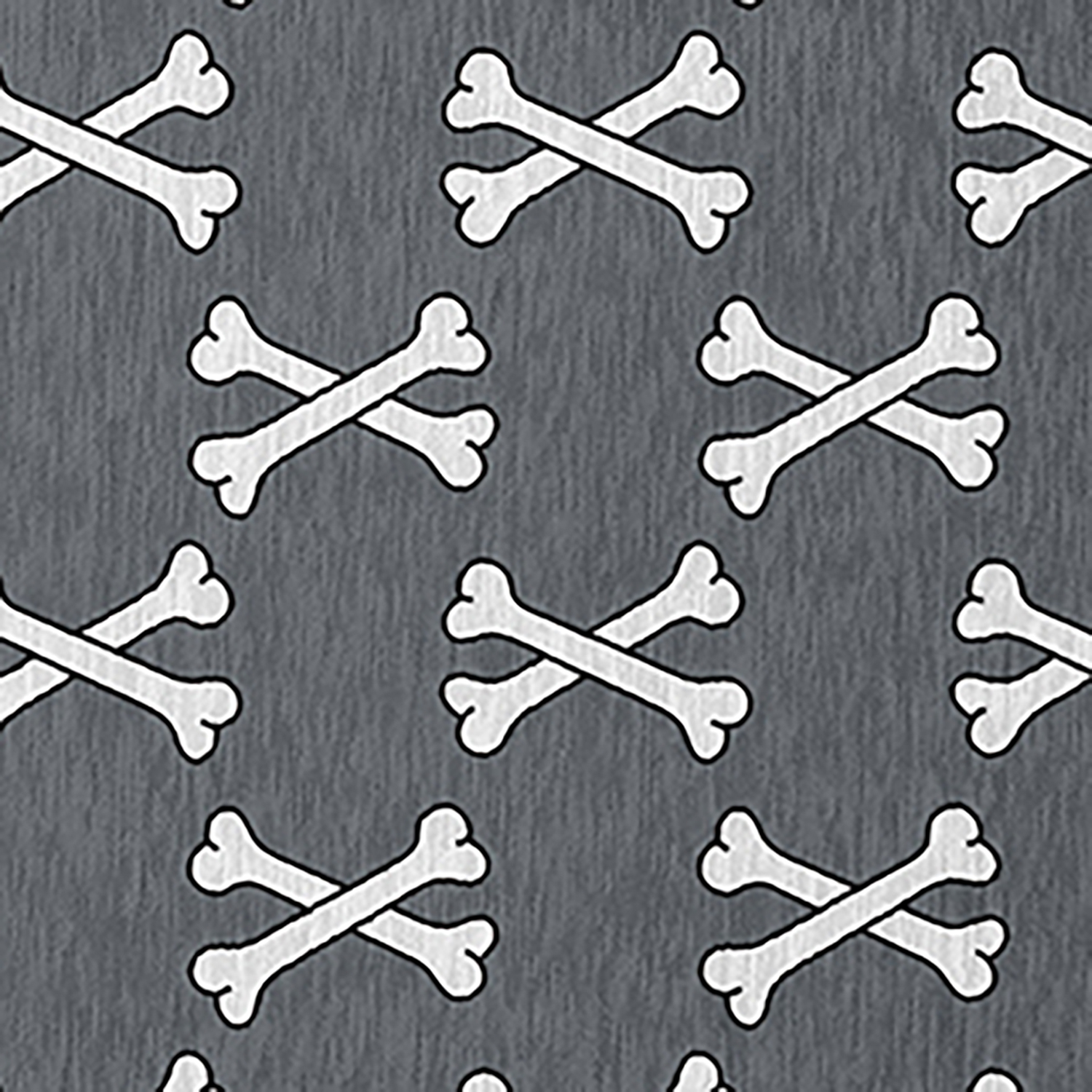 Simply Daisy Cross Bones Steel Gray Halloween Chenille Area Rug, 18" x 30"