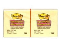 Post-it Super Sticky Notes 654-12SSCY, 3 in x 3 in (76 mm x 76 mm) Canary Yellow, 12 pk, 90 sh per pad