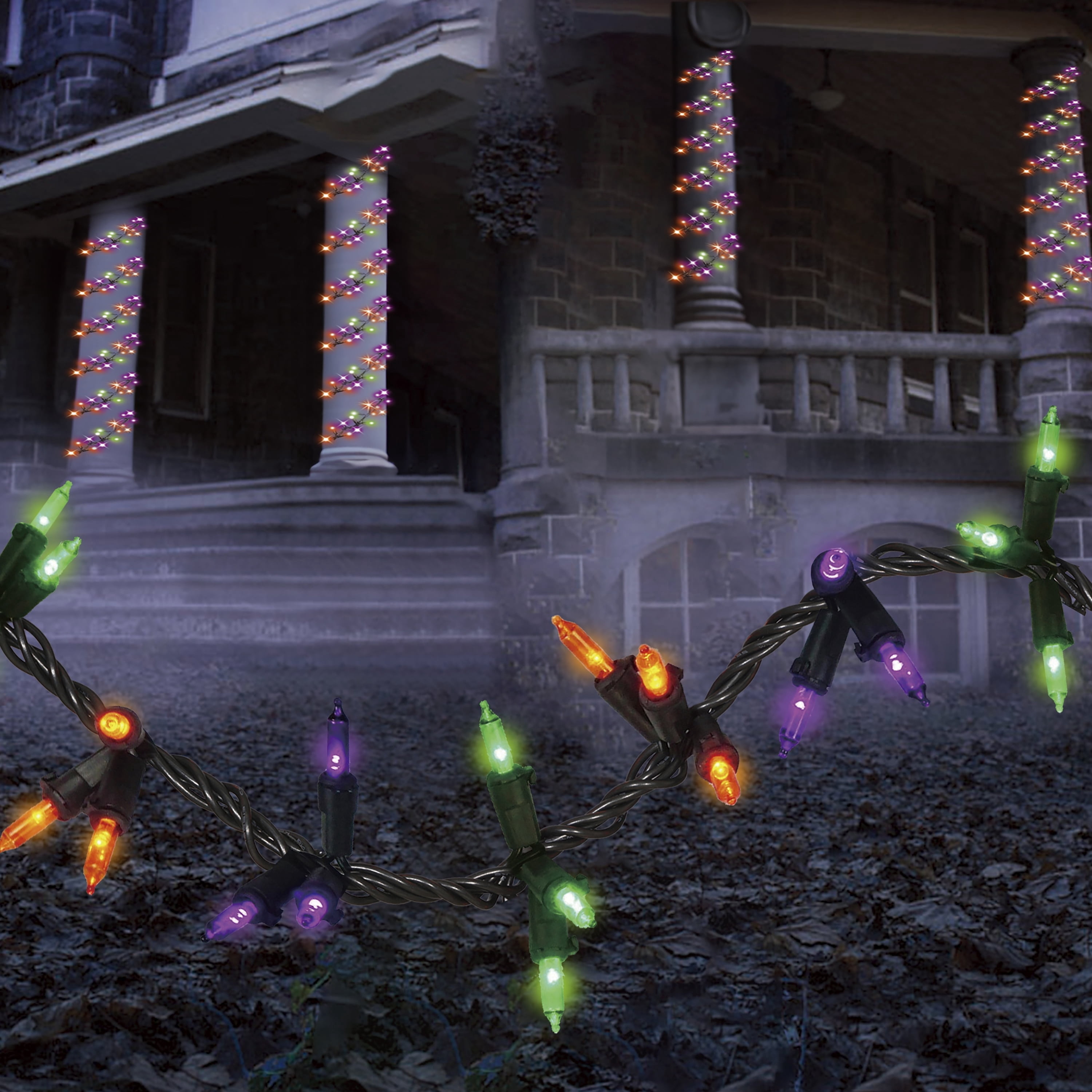 Indoor/Outdoor 90-Count LED Garland Lights, Multicolor, 9', Halloween by Way To Celebrate