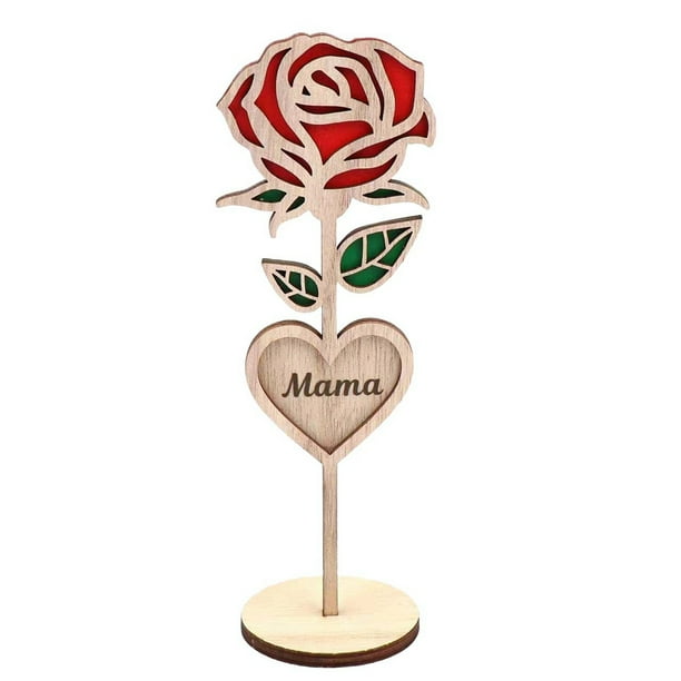 Regalos de madera para mamá Rosa Regalos de rosas para ella y regalos para rosas 1 pieza de madera