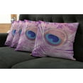 thumbnail image 5 of Ambesonne Feather Throw Pillow Cover 4 Pack, Close up Peacock Plume, 18", Multicolor, 5 of 5