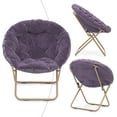 thumbnail image 5 of WSSYzyzf Saucer Chair for Teens Adults, Oversized Folding Cozy Moon Chair with Gold Metal Frame, Furry Faux Fur Comfy Lazy Seat for Bedroom, Living Room, Dorm Room, Apartment (Purple, Set of 2), 5 of 19